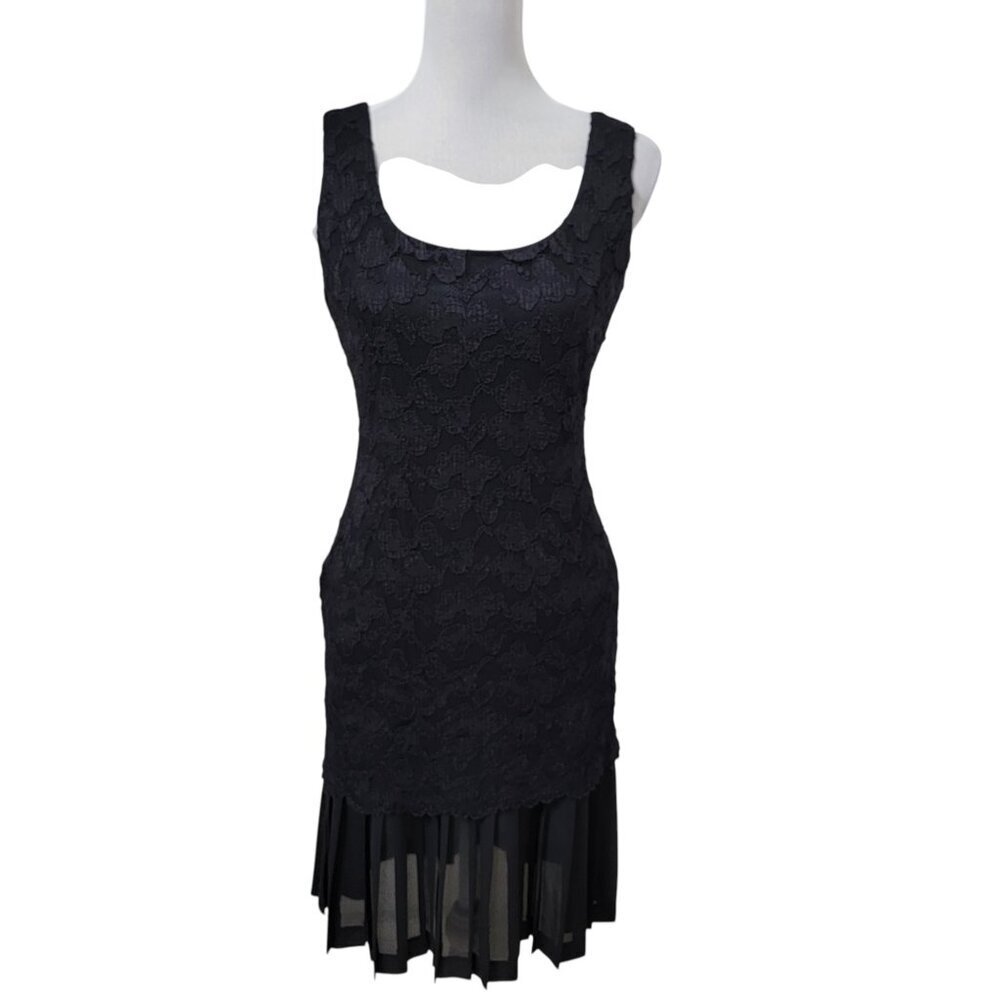 Molly Malloy Evening, Size 6 Vintage Black Lace Overlay Cocktail Evening Dress